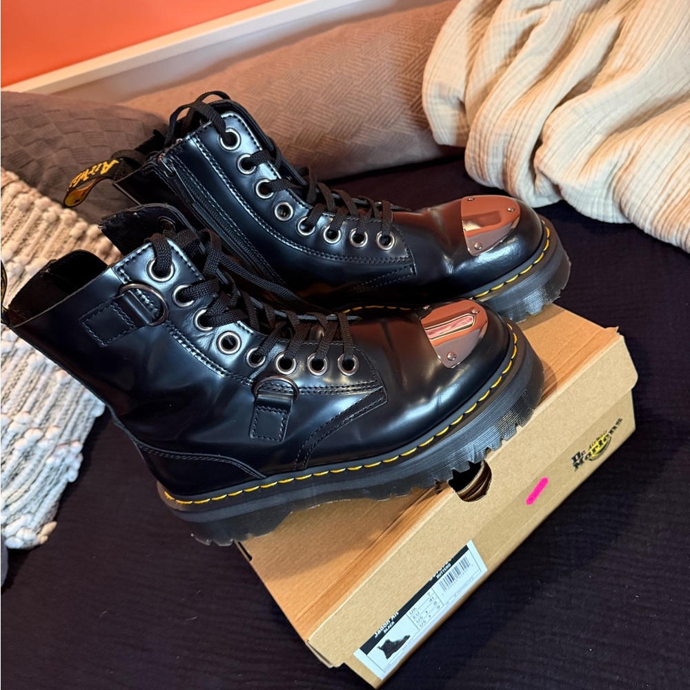 Dr. Martens Black Ankle Boots with Silver Accents